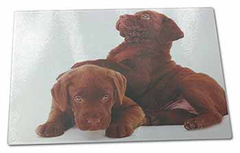 Large Glass Cutting Chopping Board Chocolate Labrador Puppies