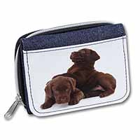 Chocolate Labrador Puppies Unisex Denim Purse Wallet