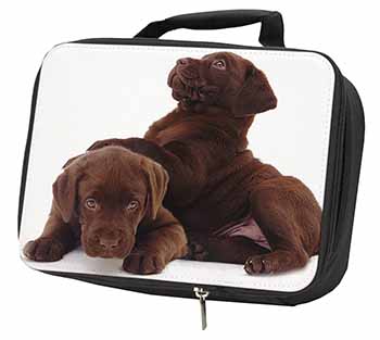 Chocolate Labrador Puppies Black Insulated School Lunch Box/Picnic Bag
