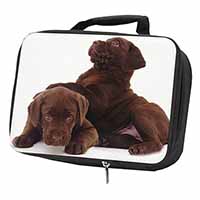 Chocolate Labrador Puppies Black Insulated School Lunch Box/Picnic Bag
