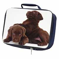 Chocolate Labrador Puppies Navy Insulated School Lunch Box/Picnic Bag