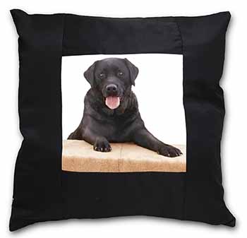 Black Labrador Dog Black Satin Feel Scatter Cushion