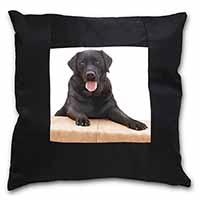 Black Labrador Dog Black Satin Feel Scatter Cushion