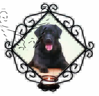 Black Labrador Dog Wrought Iron Wall Art Candle Holder