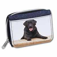 Black Labrador Dog Unisex Denim Purse Wallet