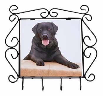 Black Labrador Dog Wrought Iron Key Holder Hooks