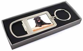 Black Labrador Dog Chrome Metal Bottle Opener Keyring in Box