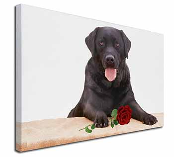 Black Labrador with Red Rose Canvas X-Large 30"x20" Wall Art Print