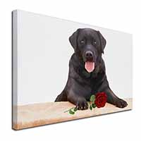 Black Labrador with Red Rose Canvas X-Large 30"x20" Wall Art Print