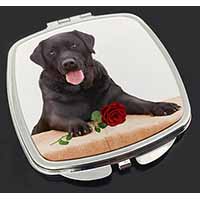 Black Labrador with Red Rose Make-Up Compact Mirror