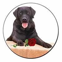 Black Labrador with Red Rose Fridge Magnet Printed Full Colour