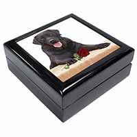 Black Labrador with Red Rose Keepsake/Jewellery Box