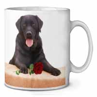 Black Labrador with Red Rose Ceramic 10oz Coffee Mug/Tea Cup