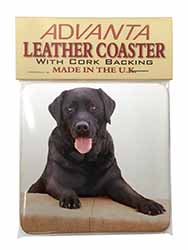 Black Labrador Dog Single Leather Photo Coaster