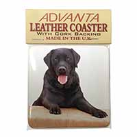 Black Labrador Dog Single Leather Photo Coaster