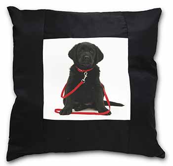 Black Goldador Dog Black Satin Feel Scatter Cushion