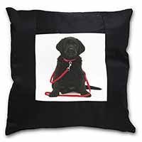 Black Goldador Dog Black Satin Feel Scatter Cushion