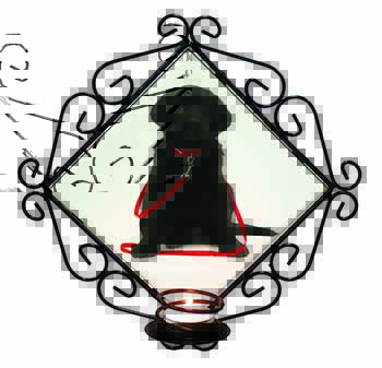 Black Goldador Dog Wrought Iron Wall Art Candle Holder