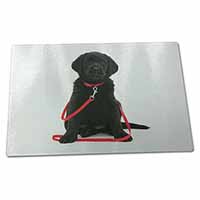 Large Glass Cutting Chopping Board Black Goldador Dog