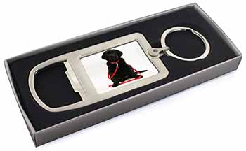 Black Goldador Dog Chrome Metal Bottle Opener Keyring in Box