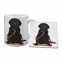 Black Goldador Dog Mug and Coaster Set