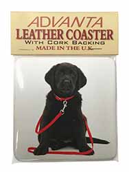 Black Goldador Dog Single Leather Photo Coaster