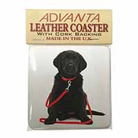 Black Goldador Dog Single Leather Photo Coaster