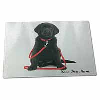 Large Glass Cutting Chopping Board Black Goldador Dog 