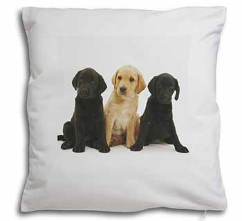 Labrador Puppies Soft White Velvet Feel Scatter Cushion