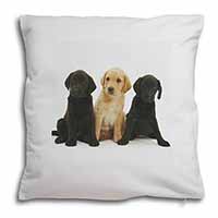 Labrador Puppies Soft White Velvet Feel Scatter Cushion
