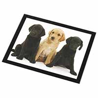 Labrador Puppies Black Rim High Quality Glass Placemat