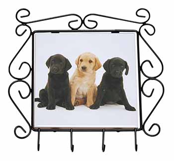 Labrador Puppies Wrought Iron Key Holder Hooks