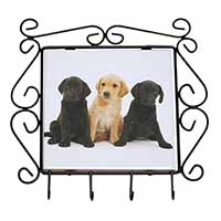 Labrador Puppies Wrought Iron Key Holder Hooks