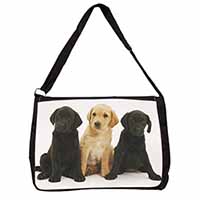 Labrador Puppies Large Black Laptop Shoulder Bag School/College