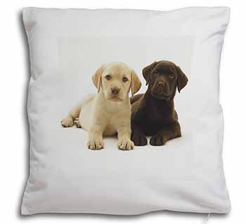 Labrador Puppy Dogs Soft White Velvet Feel Scatter Cushion