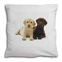 Labrador Puppy Dogs Soft White Velvet Feel Scatter Cushion