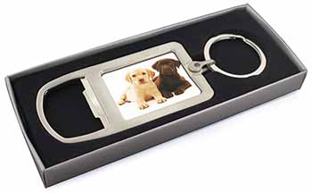 Labrador Puppy Dogs Chrome Metal Bottle Opener Keyring in Box
