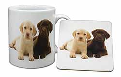 Labrador Puppy Dogs Mug and Coaster Set