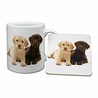 Labrador Puppy Dogs Mug and Coaster Set