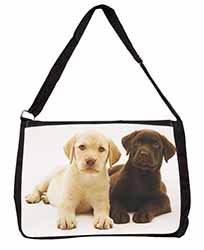 Labrador Puppy Dogs Large Black Laptop Shoulder Bag School/College