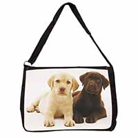 Labrador Puppy Dogs Large Black Laptop Shoulder Bag School/College