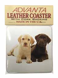 Labrador Puppy Dogs Single Leather Photo Coaster