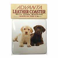 Labrador Puppy Dogs Single Leather Photo Coaster