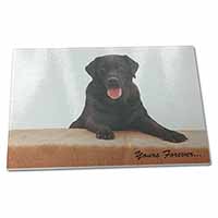 Large Glass Cutting Chopping Board Black Labrador 