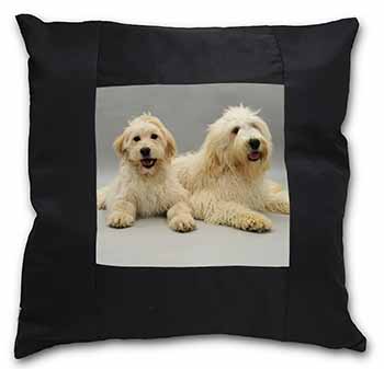 Labradoodle Dog Black Satin Feel Scatter Cushion