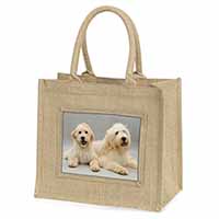 Labradoodle Dog Natural/Beige Jute Large Shopping Bag