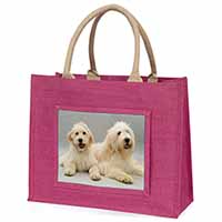 Labradoodle Dog Large Pink Jute Shopping Bag