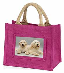 Labradoodle Dog Little Girls Small Pink Jute Shopping Bag