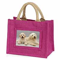 Labradoodle Dog Little Girls Small Pink Jute Shopping Bag