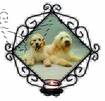 Labradoodle Dog Wrought Iron Wall Art Candle Holder